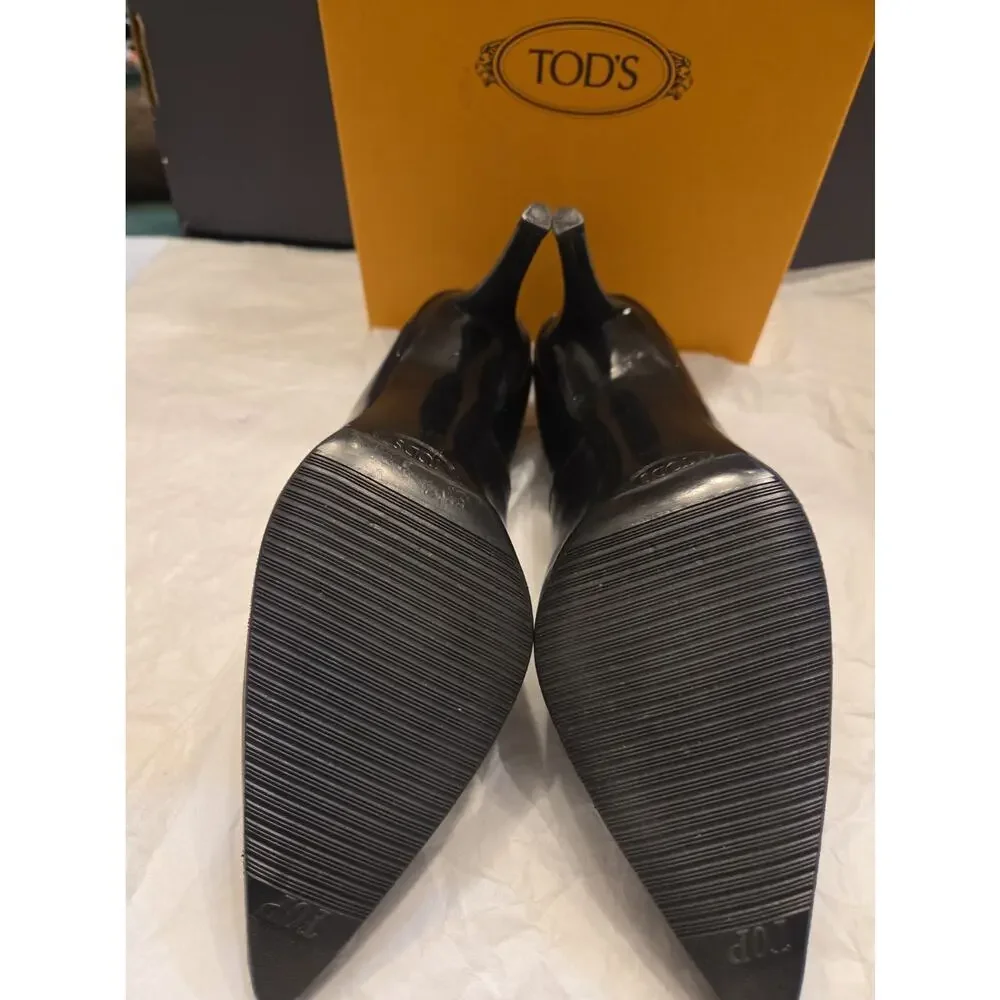 TODS MARIOS Black Leather Heels US39.5